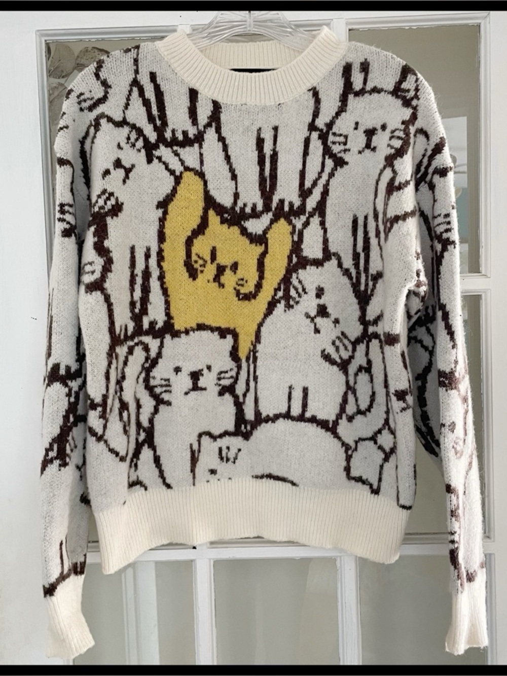 {Cider} Whimsical Cat Crew Sweater